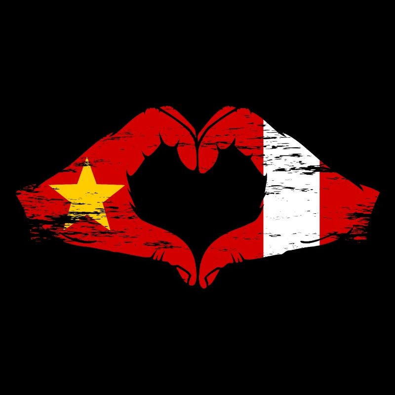 Vietnam Pérou Drapeau Mains Coeur Forme Utilisé