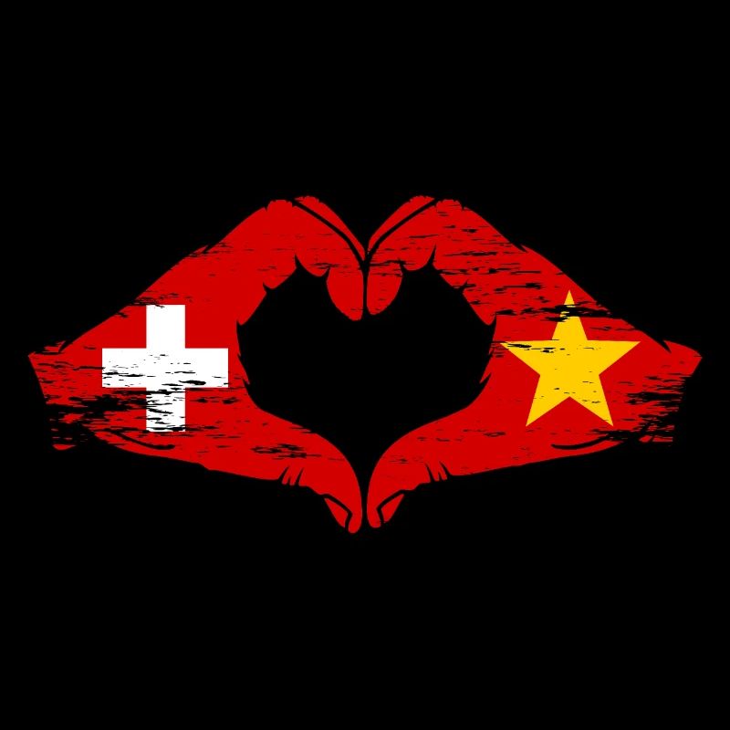 Suisse Vietnam Drapeau Mains Coeur Forme Utilisé