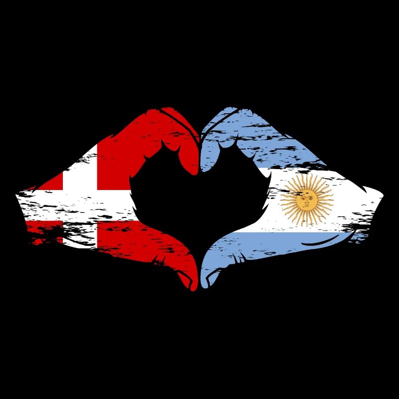Danemark Argentine drapeau mains forme de coeur utilisé