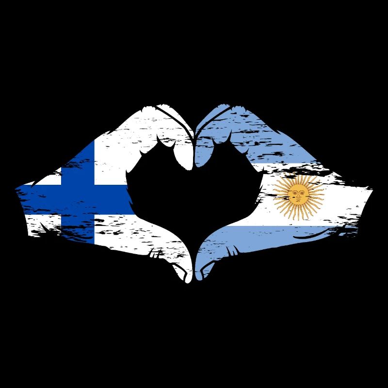 Finlande Argentine Drapeau Mains Coeur Forme Utilisé