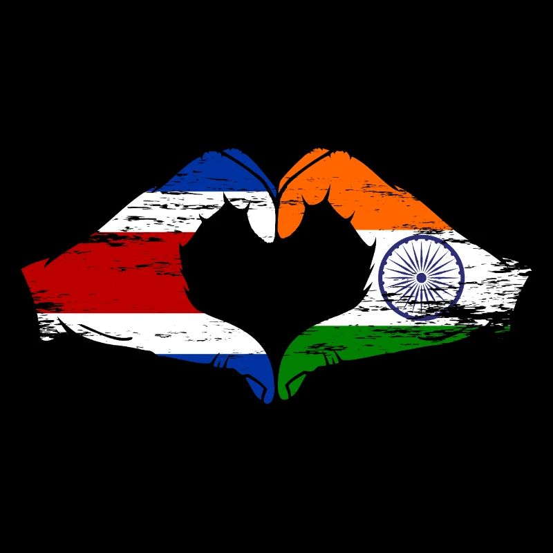 Costa Rica Inde Drapeau Mains Coeur Forme Utilisé
