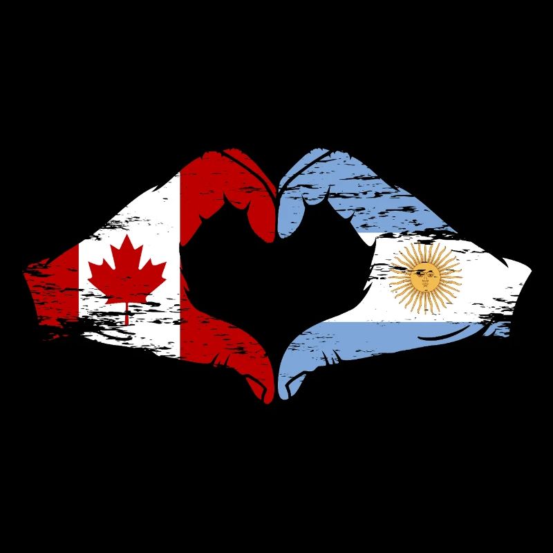 Canada Argentina flag hands heart shape used