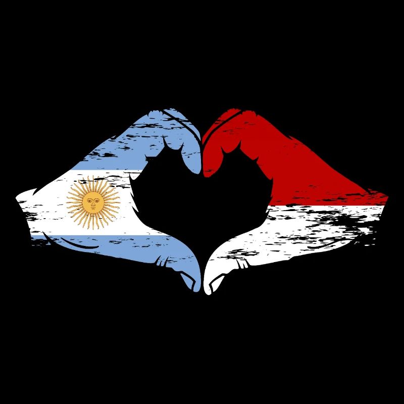 Argentine Indonésie Drapeau Mains Coeur Forme Utilisé