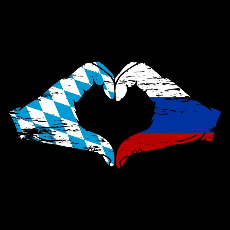 Bavière, Russie, Drapeau, Mains, Forme de coeur Utilisé
