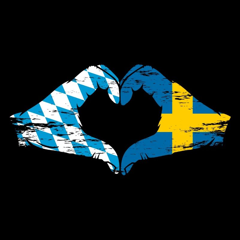 Bavière, Suède, Drapeau, Mains, Forme de coeur Utilisé