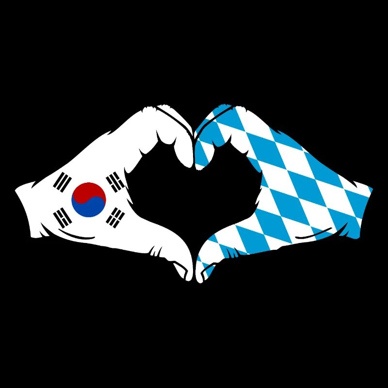 Corée du Sud Bavaroise Drapeau Mains Coeur Forme