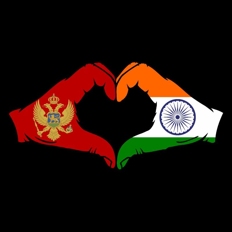 Monténégro Inde Drapeau Mains Coeur Forme