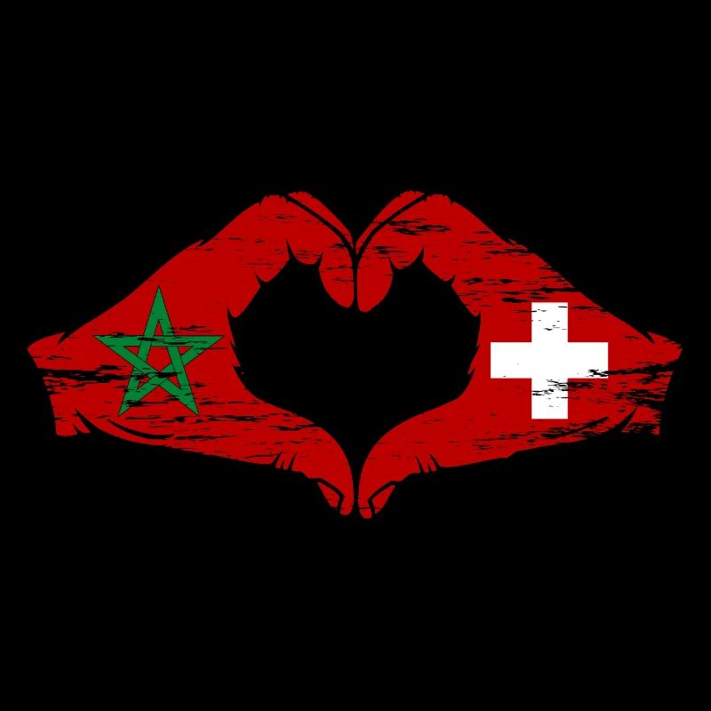 Maroc Suisse Drapeau Mains Coeur Forme Utilisé