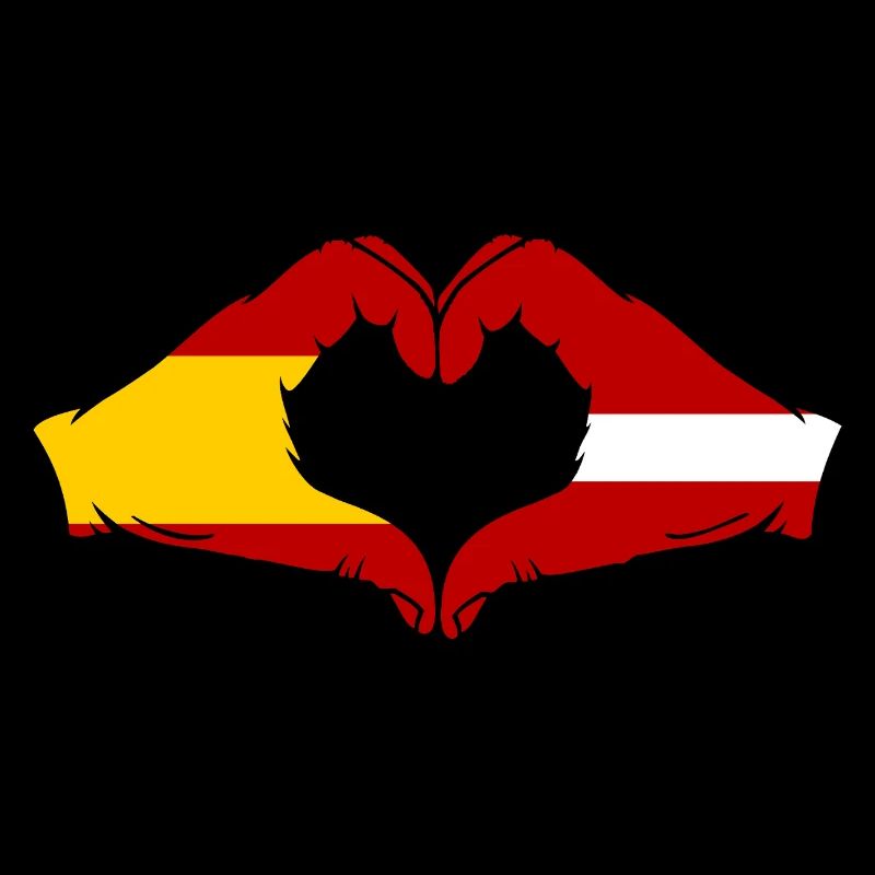 Espagne Lettonie Drapeau Mains Coeur Forme