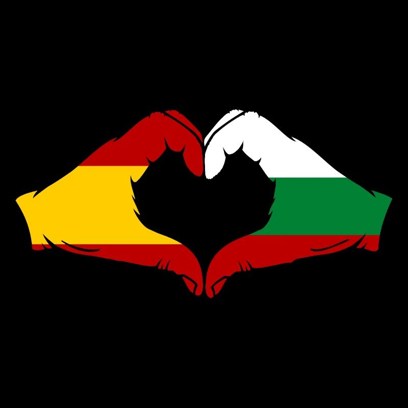 Espagne Bulgarie Drapeau Mains Coeur Forme