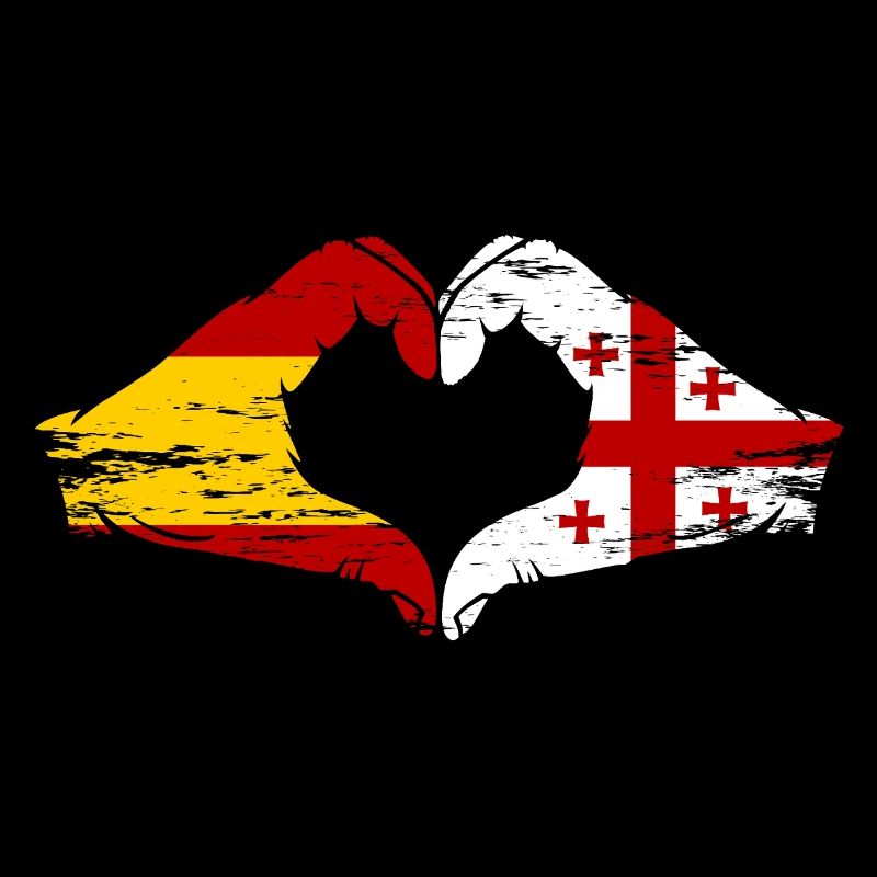 Espagne Drapeau Géorgie mains forme de coeur utilisé