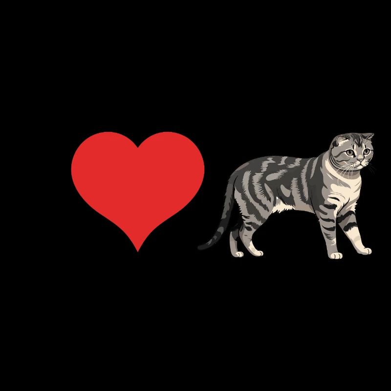 I love Scottish Fold - Cute Cat Sticker