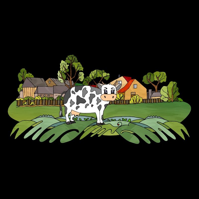 Paysage avec une vache