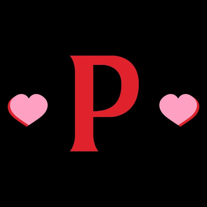 Buchstabe p rote Herzen