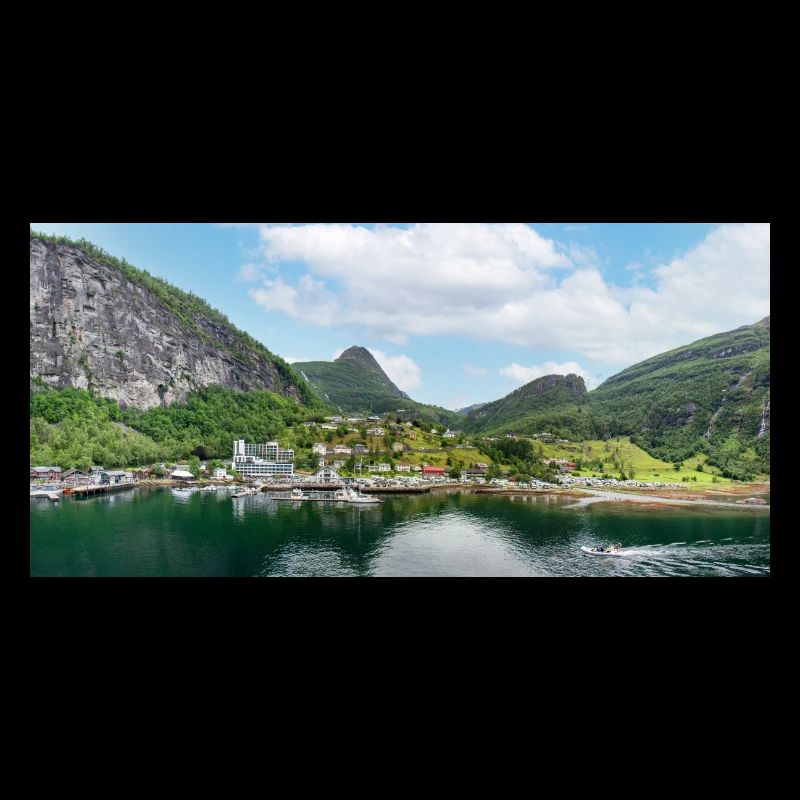 Geiranger panorama view from harbor