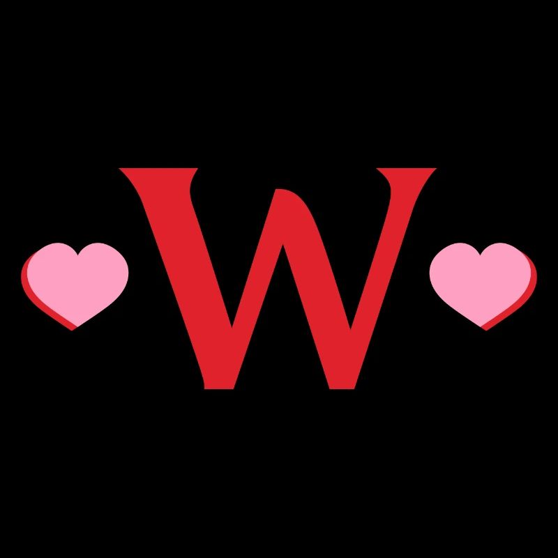 Letter w Red Hearts