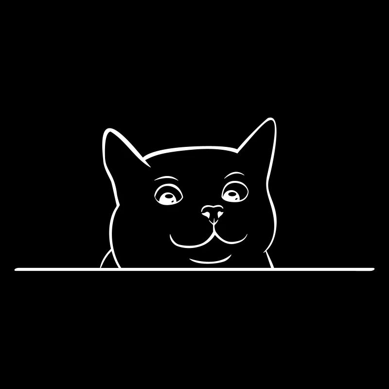 Cat head looking over edge