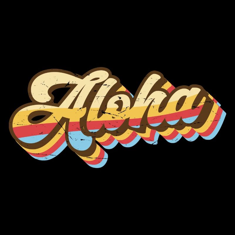 Aloha Surfer Palms Beach Retro Hawaii Beach 70s