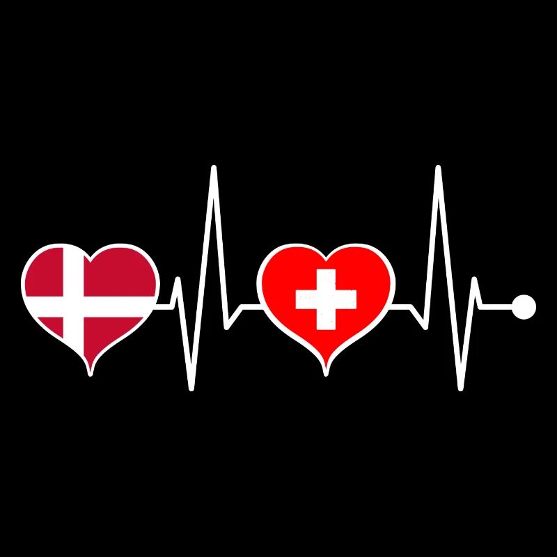 Flagge Schweiz Dänemark Herzschlag