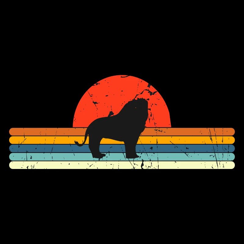 Vintage Lion King Retro sunset design