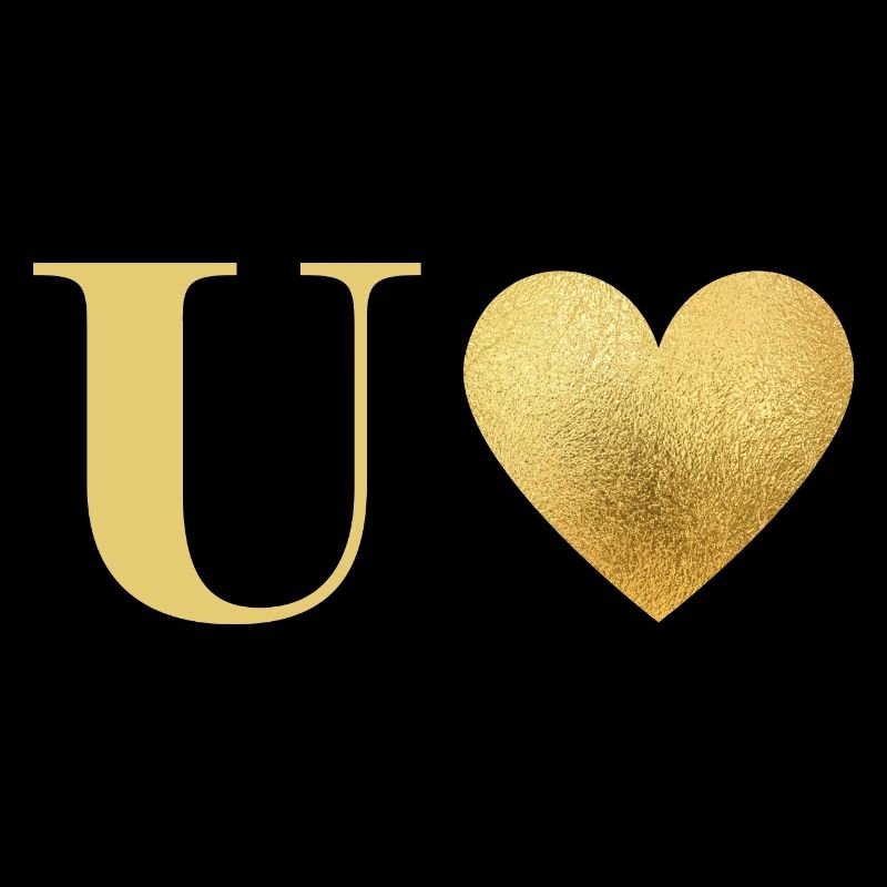 Letter u golden heart