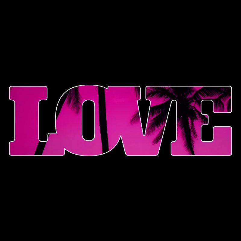 Love summer Palm trees silhouette