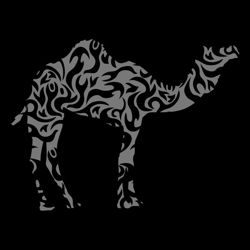 Beautiful Pattern Camel Silhouette Outline Black