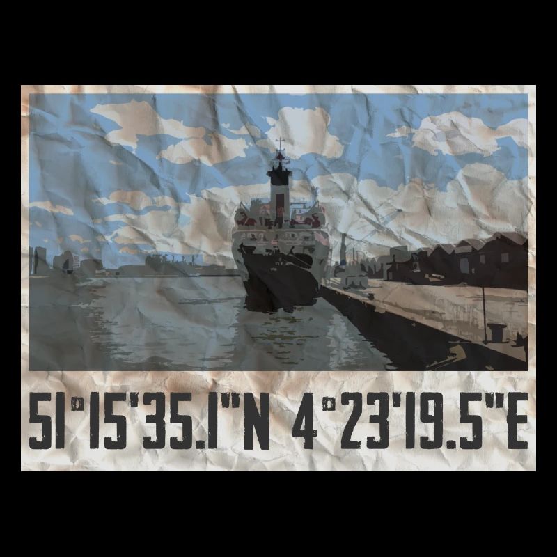 Conception du port d’Anvers avec coordonnées géographiques