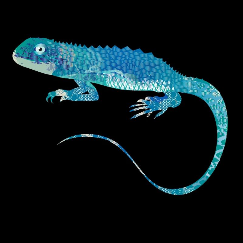 blue iguana collage of different patterns