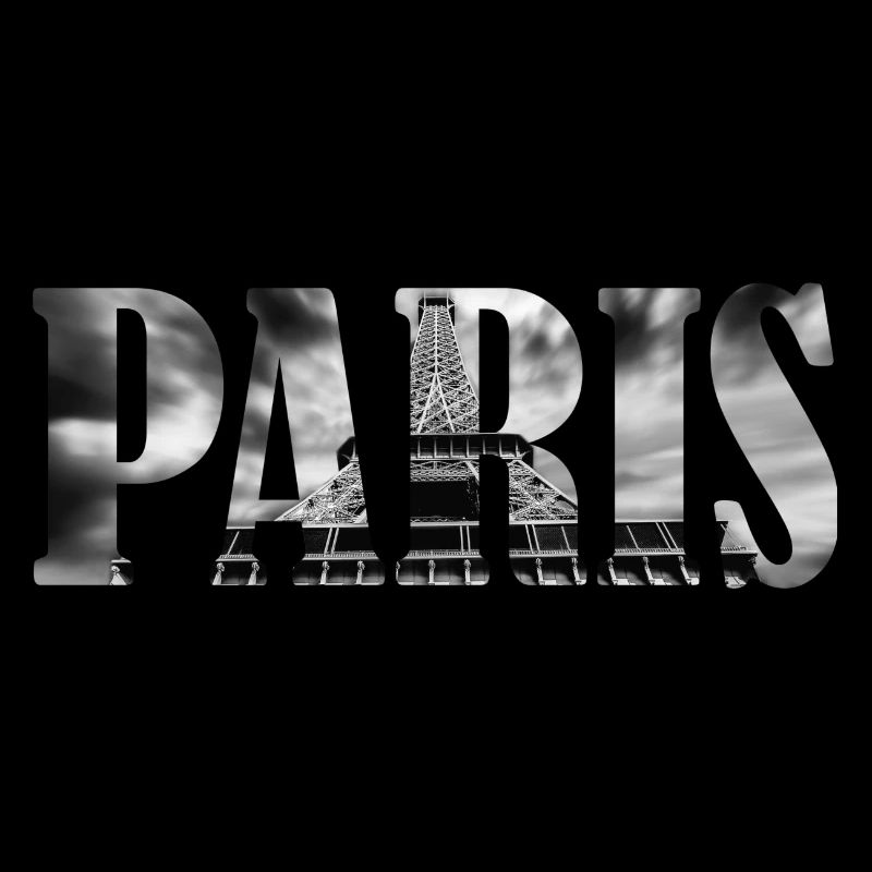 Paris Typography with Eiffel Tower Detail Inside
