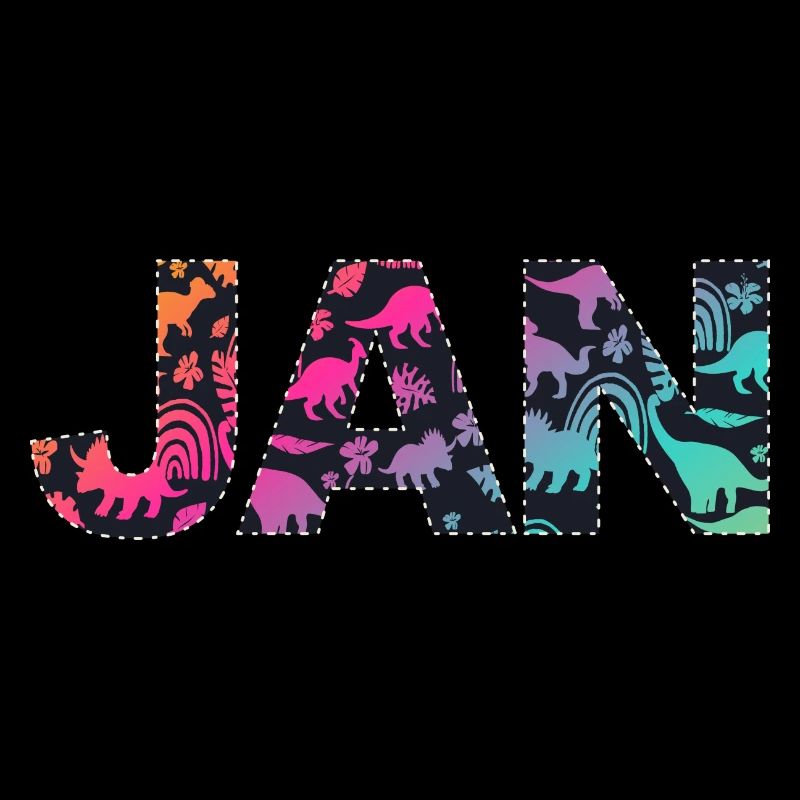 JAN - Beautiful boy name with dinosaur