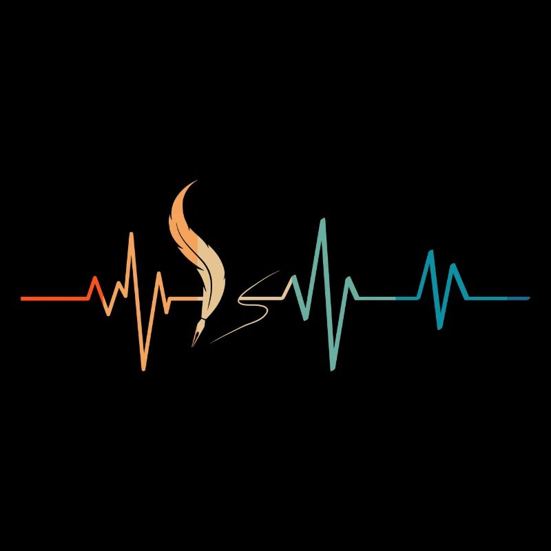 Retro Heartbeat Writer's Feather