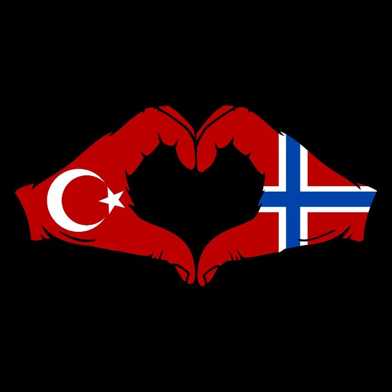 Turquie Norvège Drapeau Mains Coeur Forme