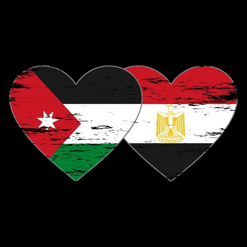 Jordanie Égypte Drapeau Coeur Utilisé