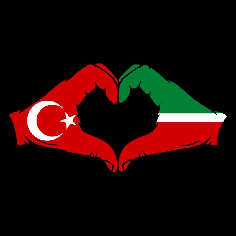 Turkey Tatarstan Flag Hands Heart Shape