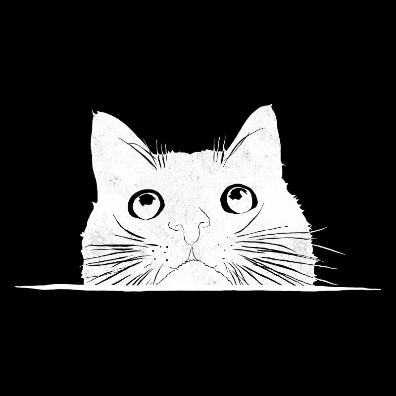 Peeping cat with whiskers