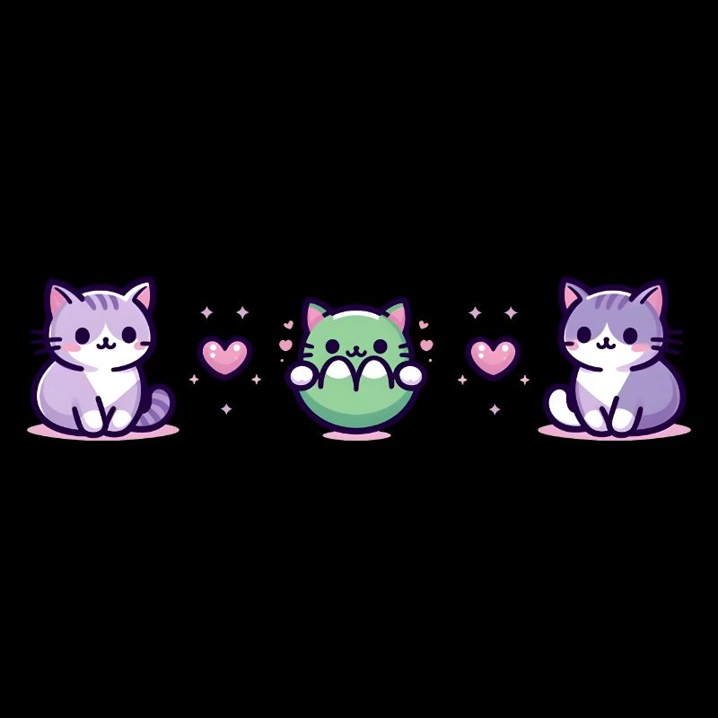 Trois chats avec un petit cœur