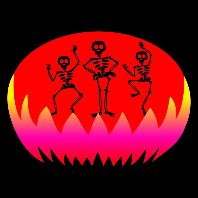 Halloween and dancing skeletons in hell