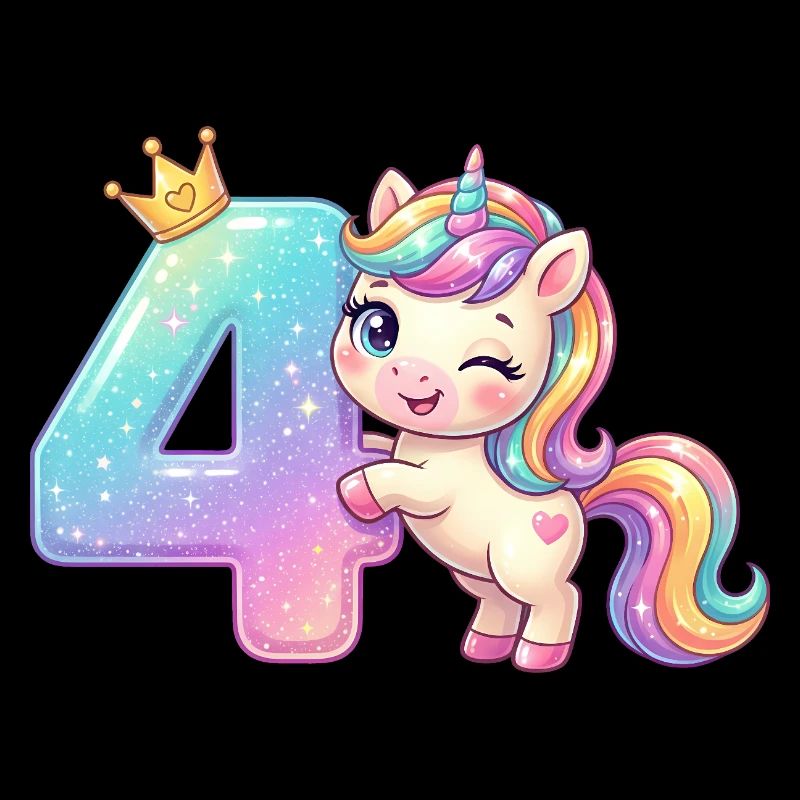 Ich bin 4 Kawaii Einhorn Mädchen Geburtstag