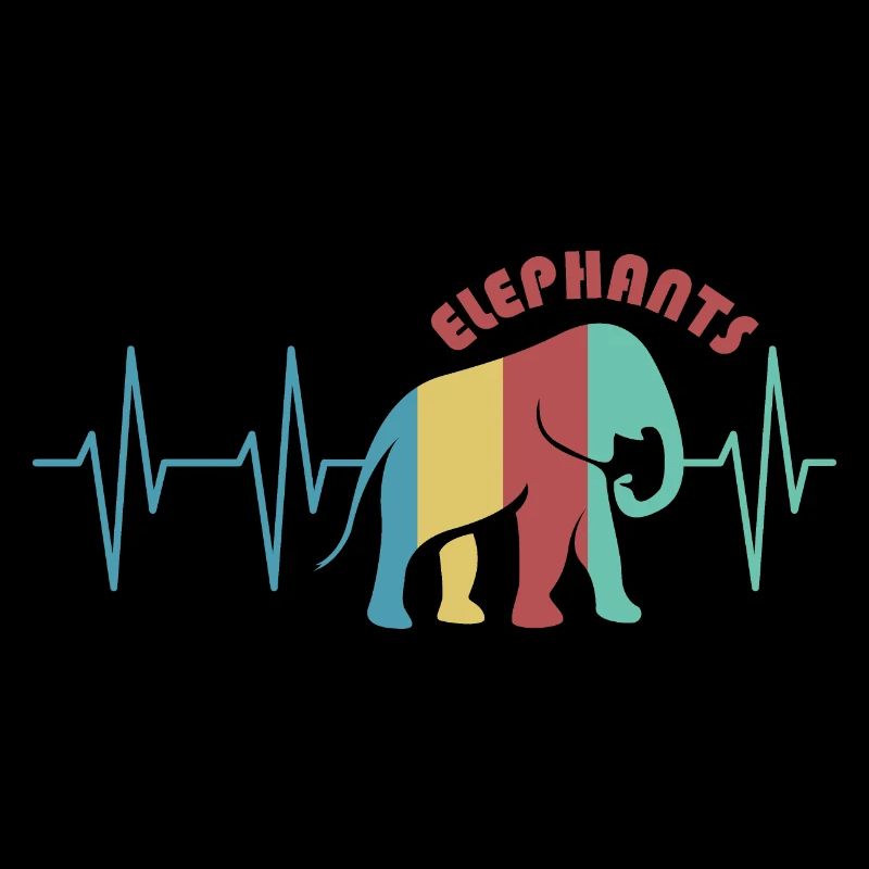 pulse colorful elephant animals trunk retro colors icon