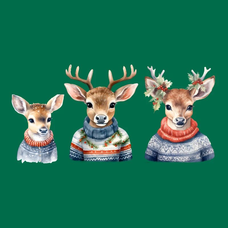 Winterhirsche Pullover-Trio