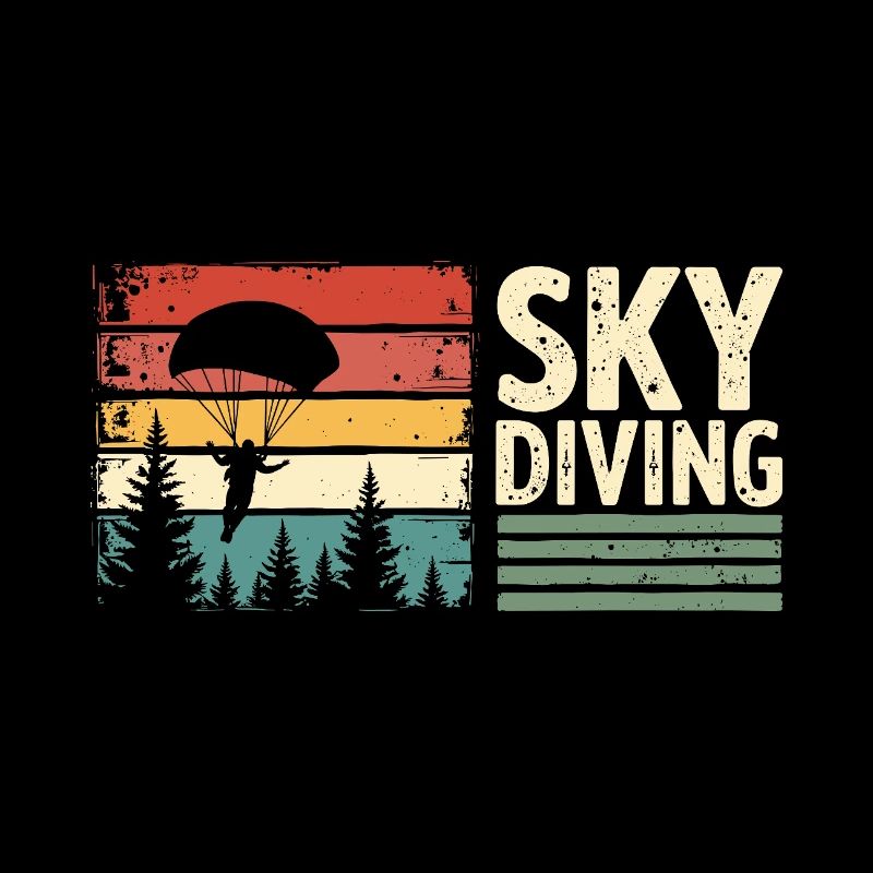 Skydiving Vintage Retro Sunset