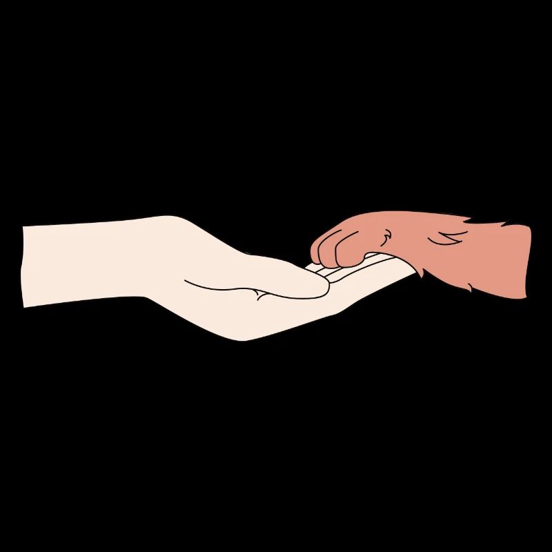 Eine menschliche Hand und eine Hunde Pfote