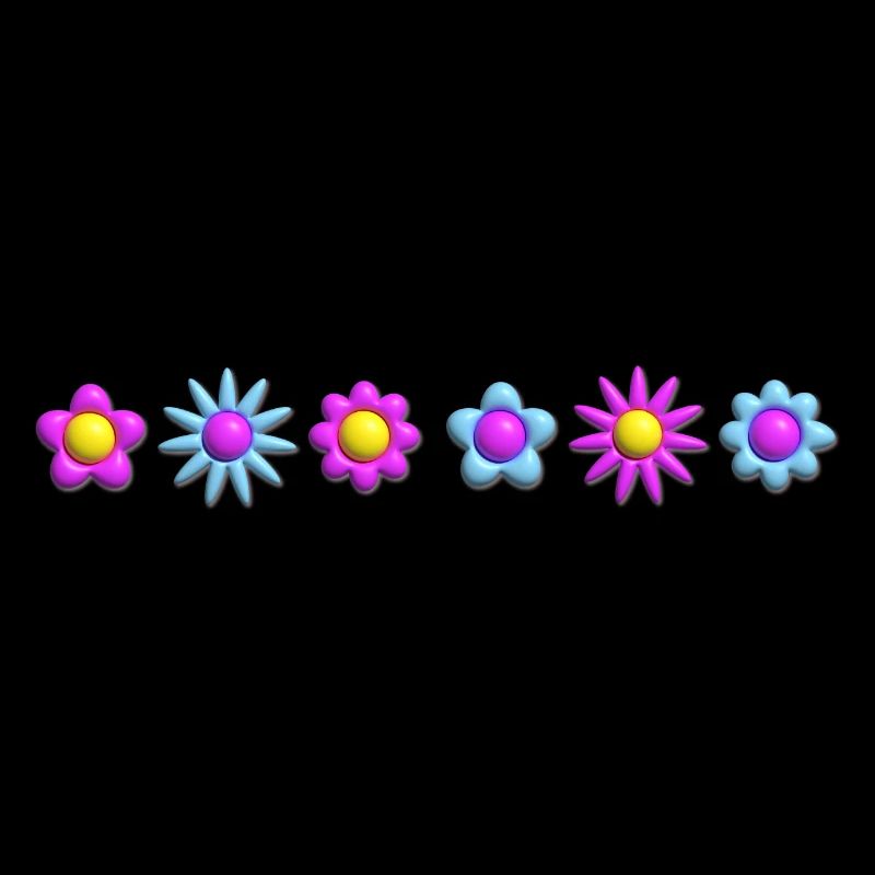 Fleurs en fleurs en rangée 3D