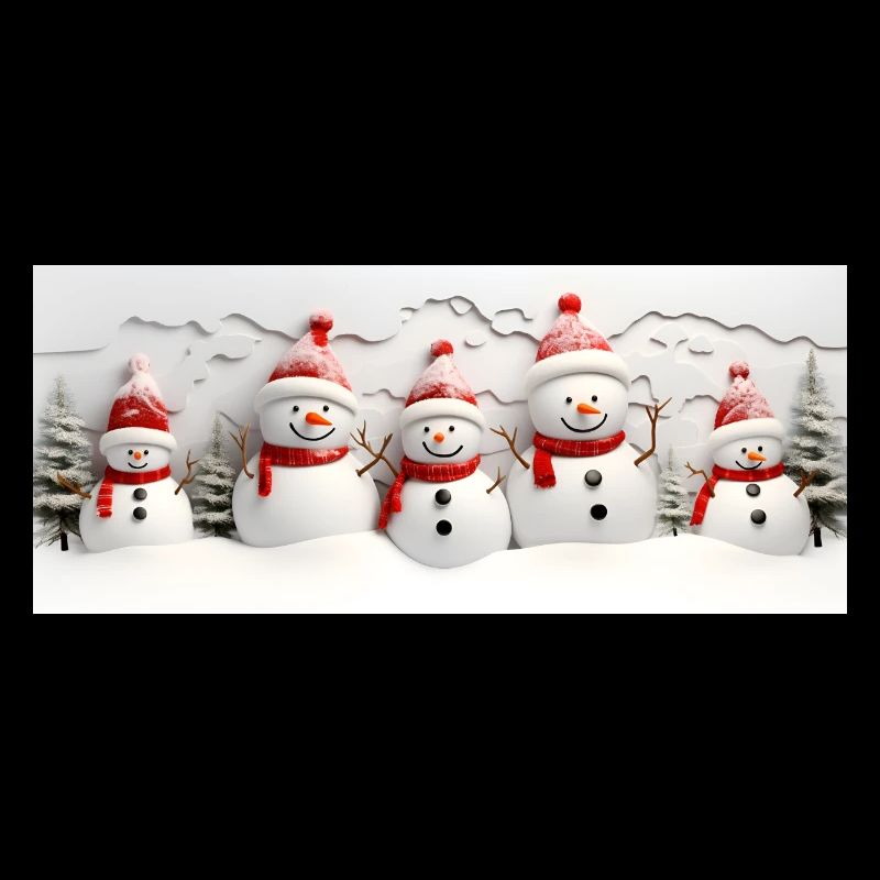 Schneemann-Set mit Tannenbäumen