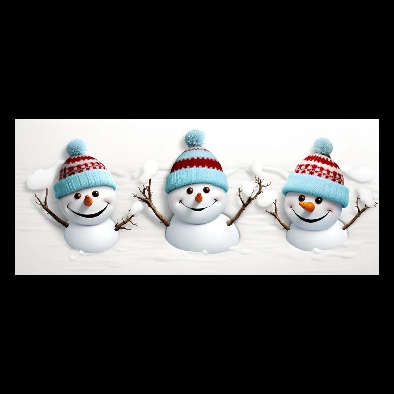 3 niedliche Schneemänner
