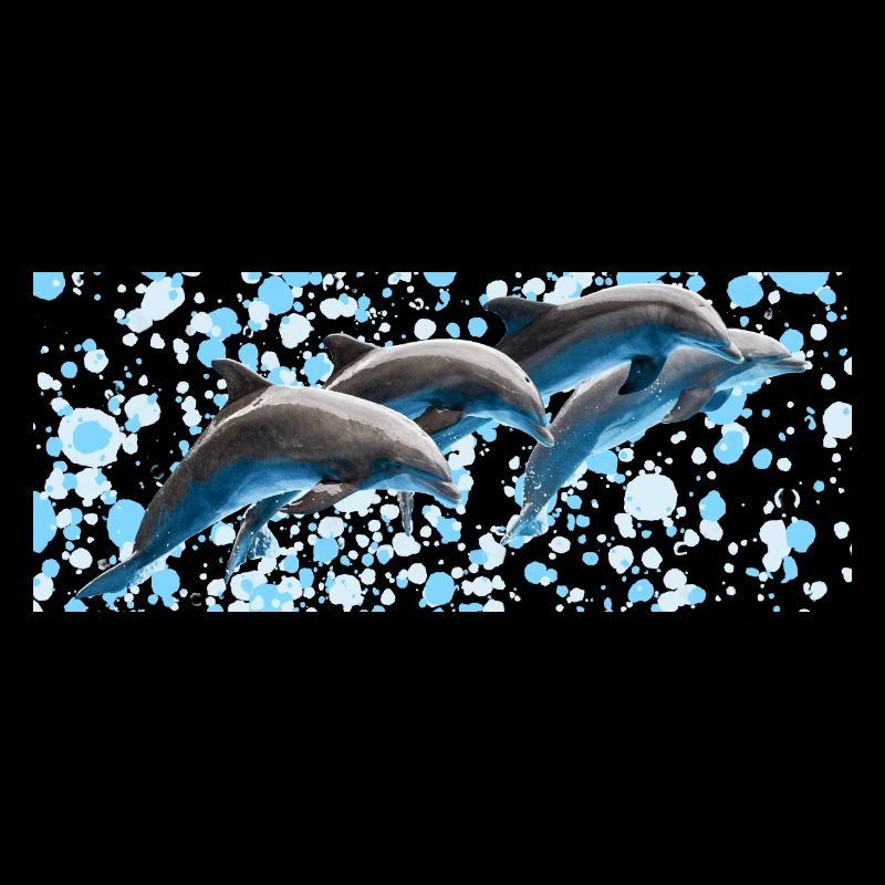 Dolphin Group Jumping, Natural, Water Drops