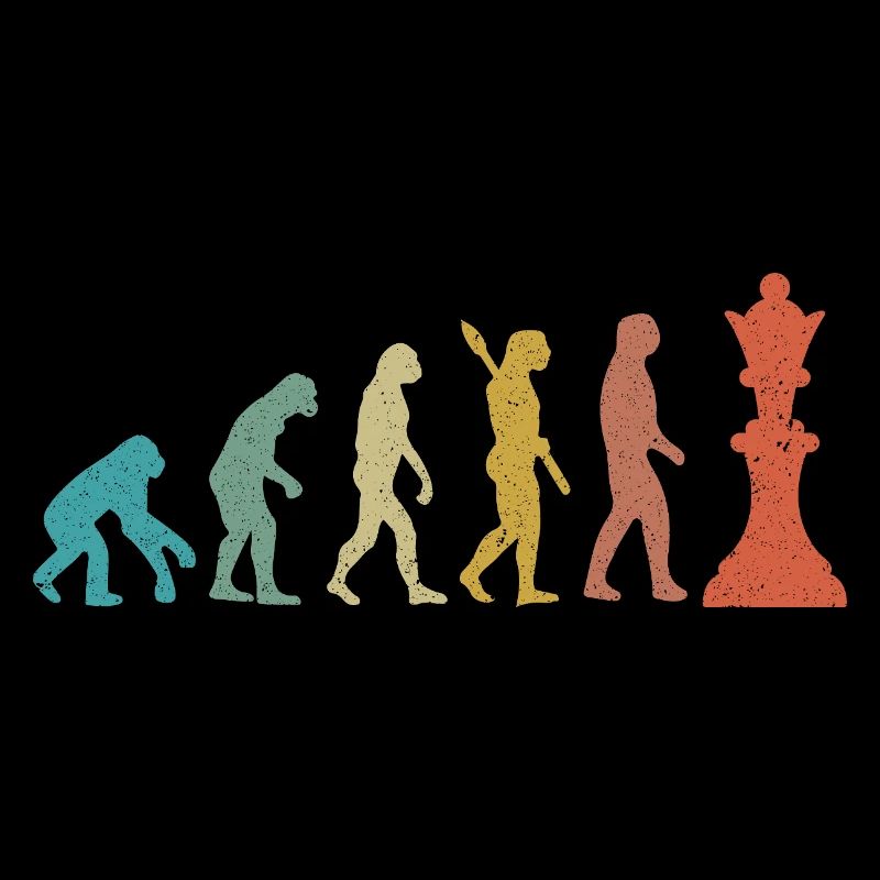 Évolution de l’Homme vers le Roi Échecs Humour