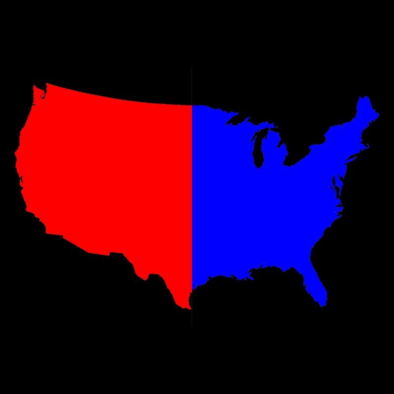 USA Red Blue Map Silhouette