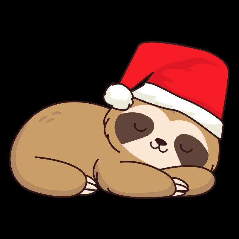Sloth sleeping with Christmas hat Sloth